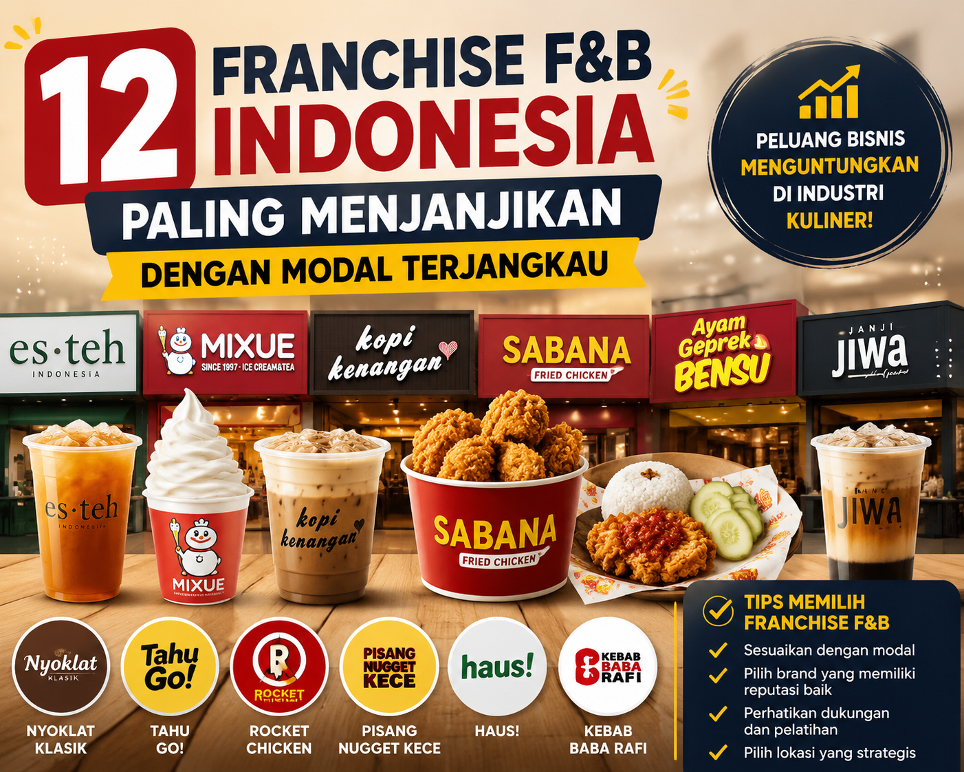12 Franchise F&B Indonesia Paling Menjanjikan dengan Modal Terjangkau