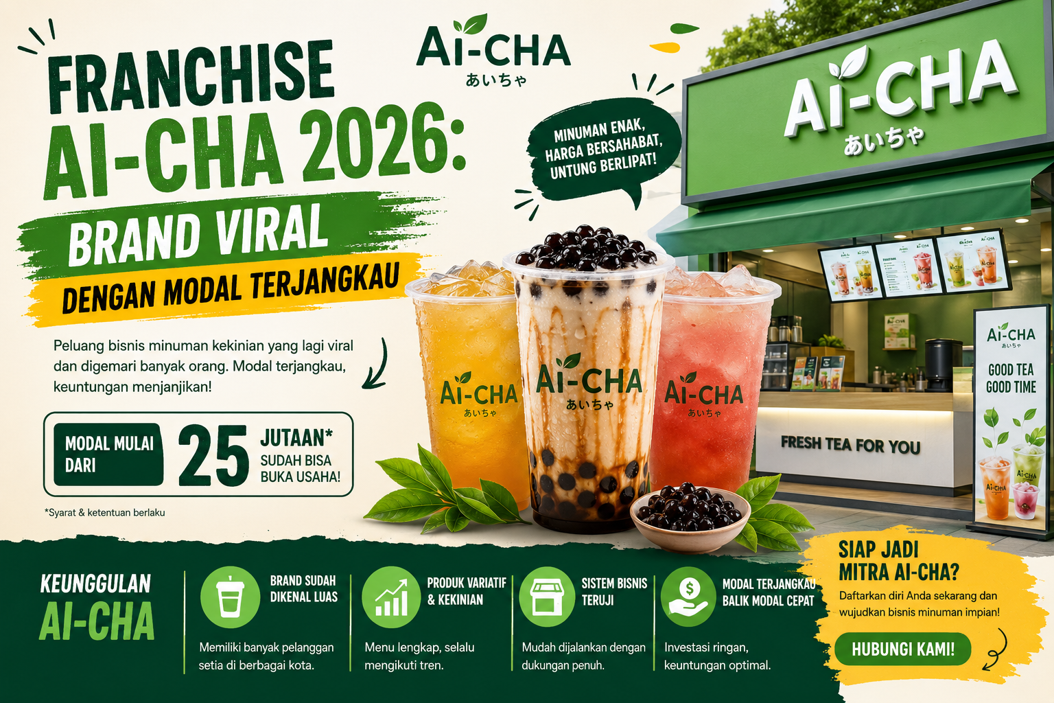 Franchise Ai-CHA 2026: Brand Viral Dengan Modal Terjangkau