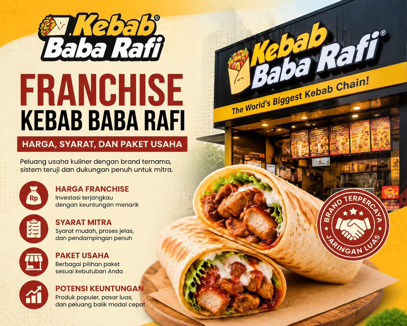 Franchise Kebab Baba Rafi: Harga, Syarat, dan Paket Usaha