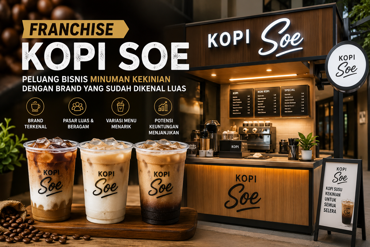 Franchise Kopi Soe, Peluang Bisnis Minuman Kekinian dengan Brand yang Sudah Dikenal Luas