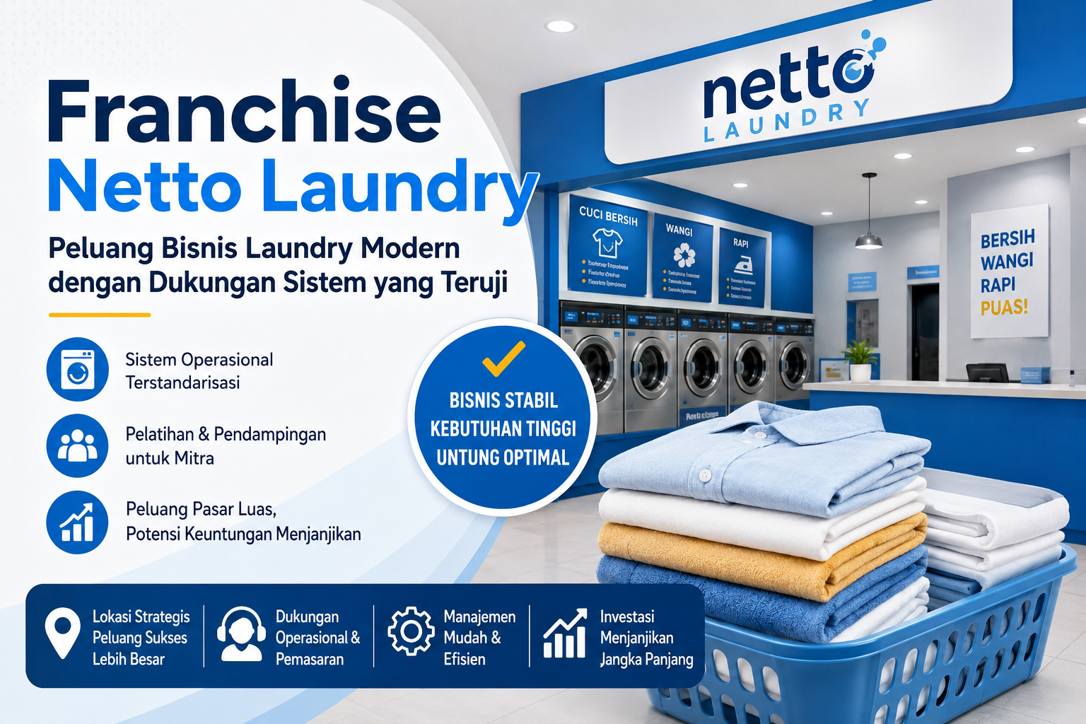 Franchise Netto Laundry Peluang Bisnis Laundry Modern dengan Dukungan Sistem yang Teruji