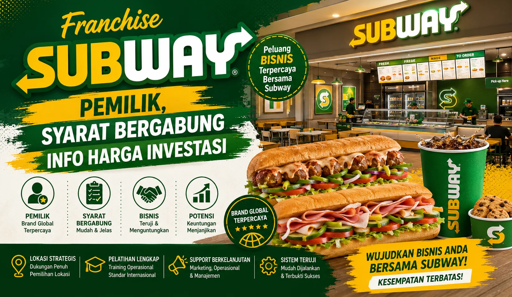 Franchise Subway, Pemilik, Syarat Bergabung, Info Harga Investasi
