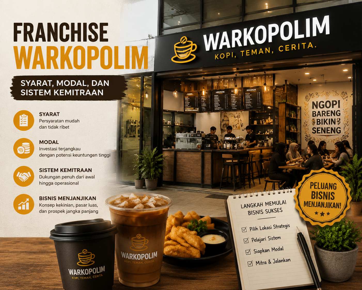 Franchise Warkopolim: Syarat, Modal, dan Sistem Kemitraan