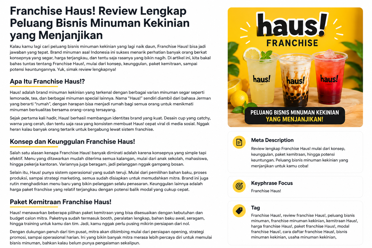 Franchise Haus!: Review Lengkap Harga Franchise, Modal, dan Potensi Keuntungannya