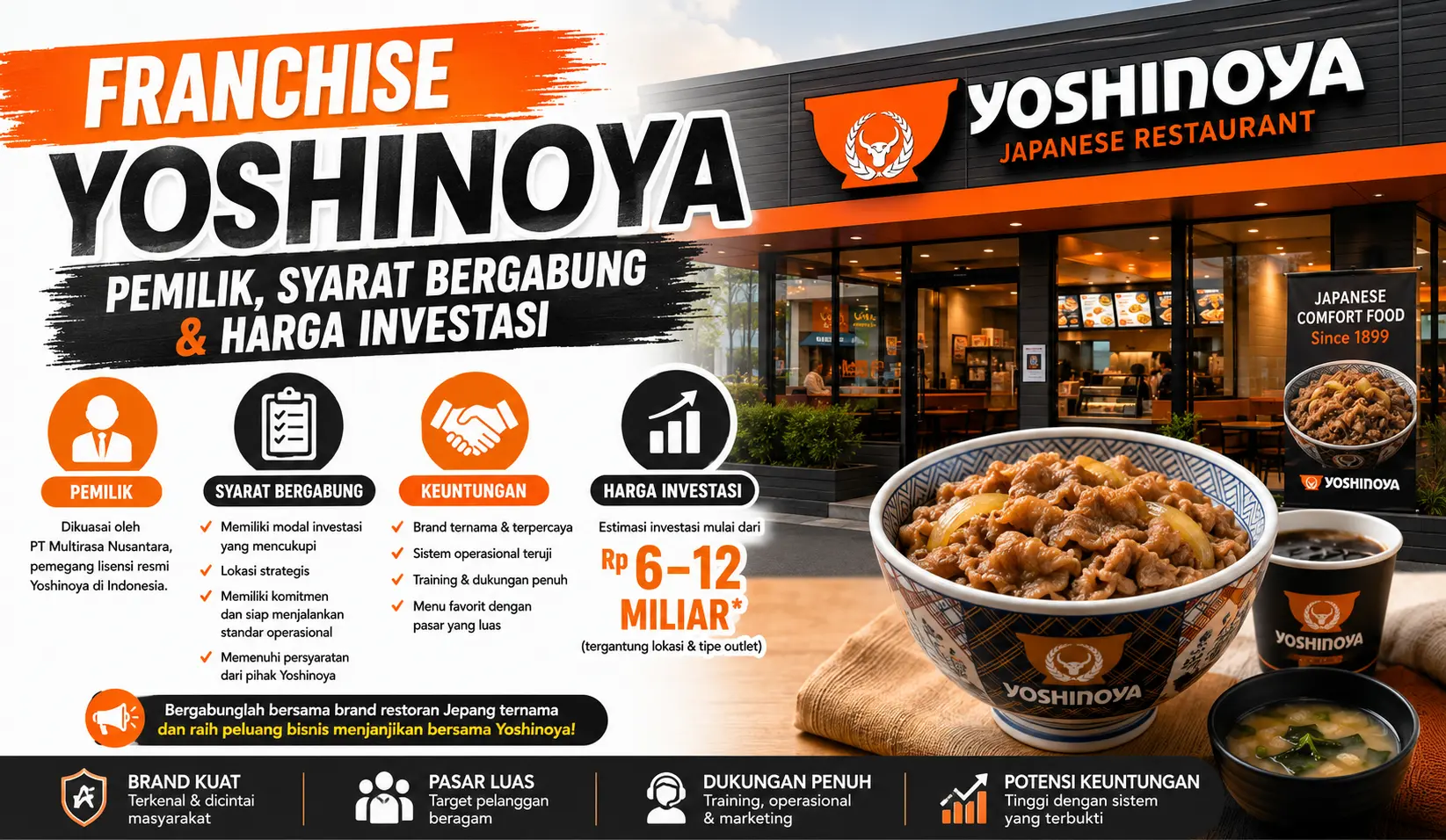 Franchise Yoshinoya, Pemilik, Syarat Bergabung & Harga Investasi